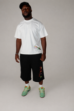 Pray Mantis Embroidered Cotton T-Shirt in White
